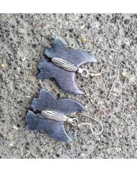 Alphabey's Grey Buffalo Bone Bird Of Sky Earrings For Women Alphabey's Grey Buffalo Bone Bird Of Sky Earrings For Women